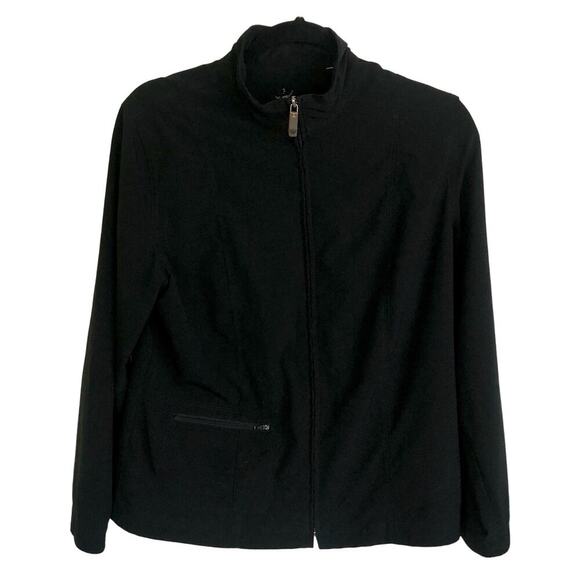 Chico's Athletic Jacket Black Full Zip Track Jacket Chico's Size 1 (Medium) - Picture 1 of 7